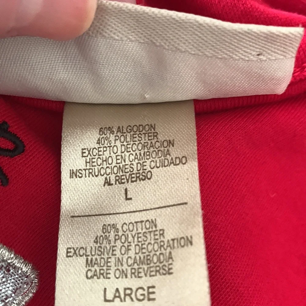 Get Your Jingle On LS Embroidered Tee L Red Holiday Christmas Festive Lagenlook
